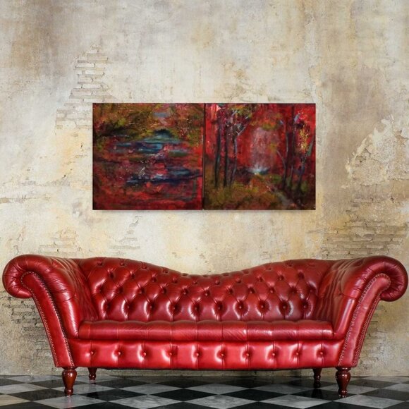 2 Panel Mixed Media Abstract Landscape 24x24 - Picture 7 of 7